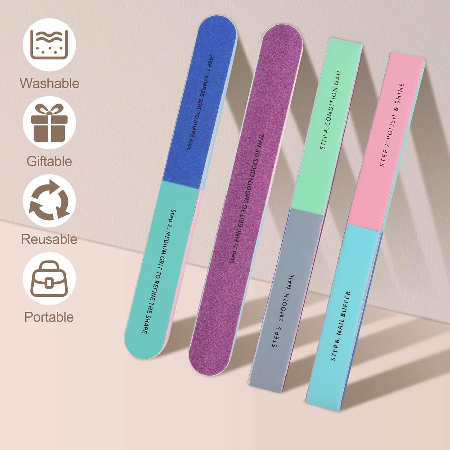 1/5Pcs Nail File Seven Sided P - Nail File Titanium review and price