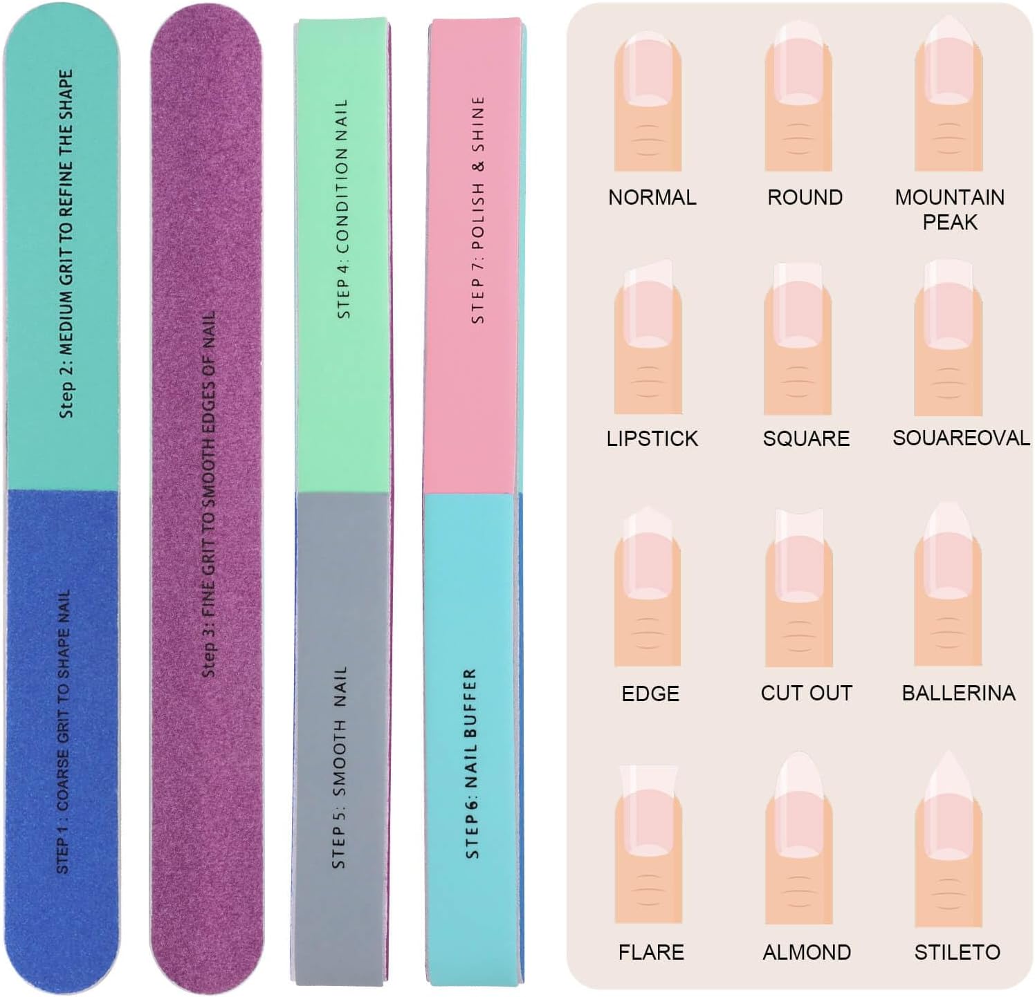 1/5Pcs Nail File Seven Sided P - Nail File Titanium review and price