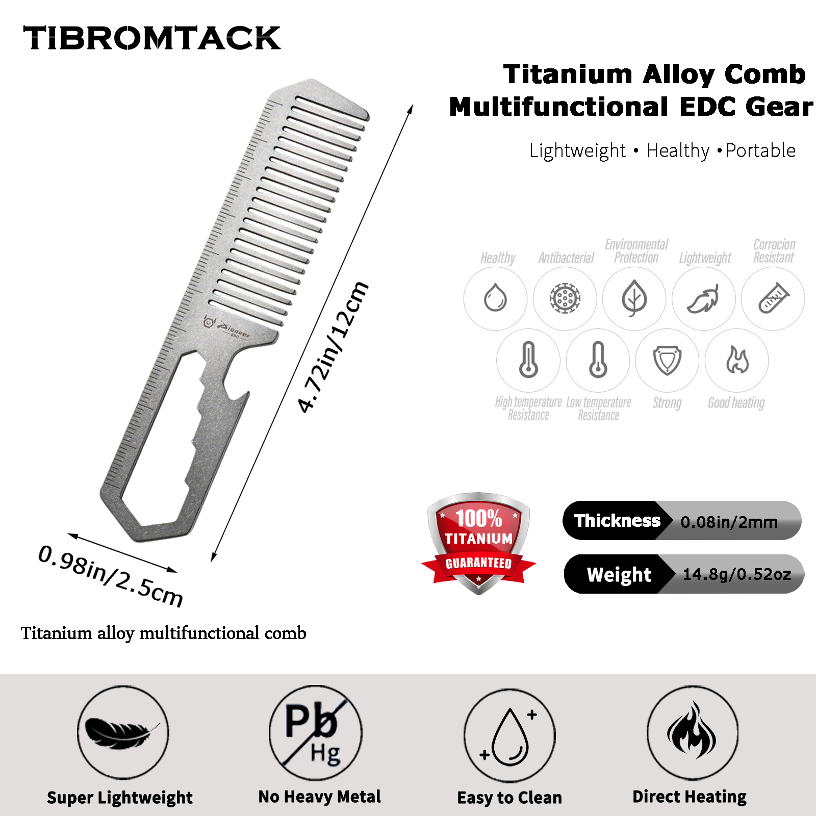 TIBROMTACK Titanium 4-in-1 EDC - Comb Pocket Titanium review and price