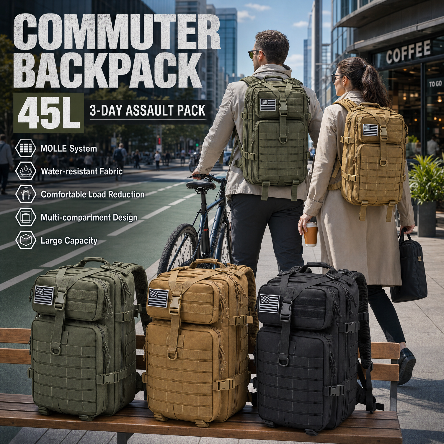 Men 45L Tactical Backpack Moll - Edc Gear Every Day Carry review and price